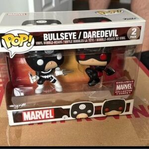 Marvel Bullseye and Daredevil Pop! Vinyl Figures - Black, White, Red